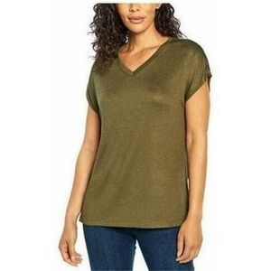 Orvis Women's Short Sleeve V-Neck Tunic Knit Top Olive Sz XXL NWT